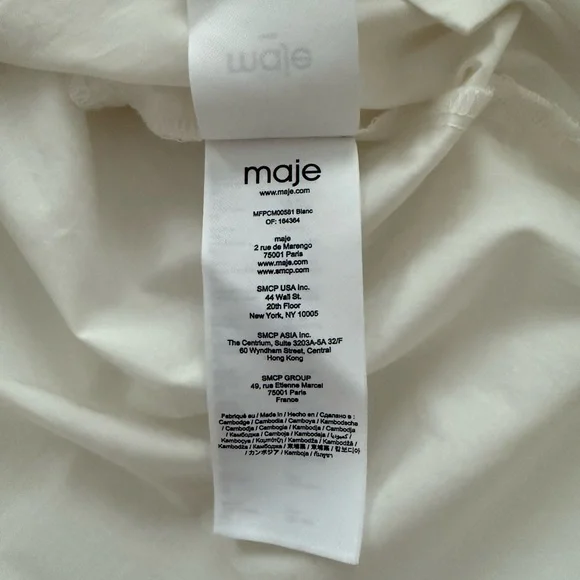 NWOT MAJE Bead-embellished Cropped Shirt in Cotton